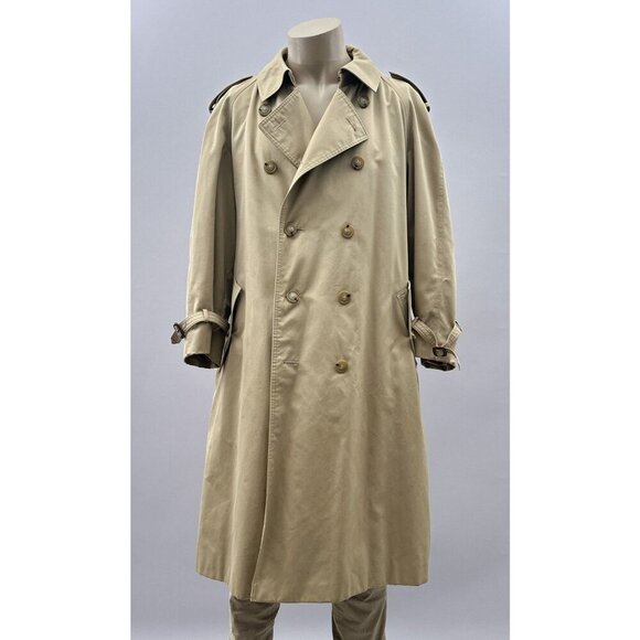 1970s Baracuta Vintage Double-Breasted Beige Trench Coat Belted Waist Lined L